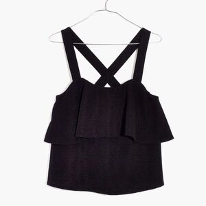 Madewell Black Textured and Tiered Top